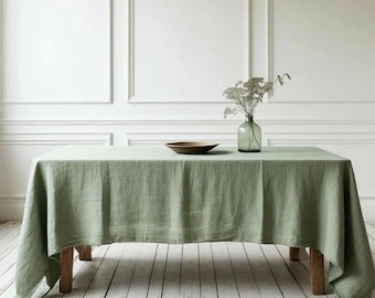 Washed Soft Linen Tablecloth - Custom Size Dinning Table Cloth - Kitchen Decor