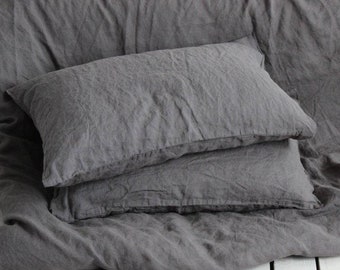 European Linen Pillowcase: Farmhouse Style, Organic Flax Pillow Cover