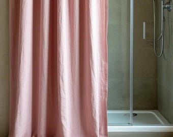 Organic Shower Curtain. Farmhouse Bathroom Decor. Douche Linen Drapery. Custom Size