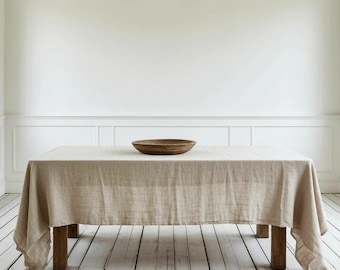 Natural Linen Tablecloth. Kitchen Decor. Table Decoration.