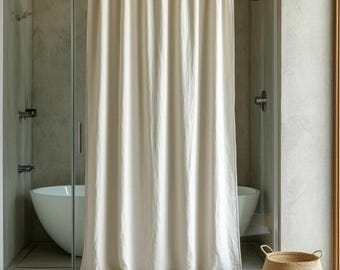 Organic Shower Curtain. Farmhouse Bathroom Decor. Douche Linen Drapery. Custom Size