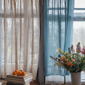 Rod Pocket Linen Curtain Linen Panel Semi Sheer Linen Drape Linen Valance Extra Wide Wxtra Long Linen Curtain Panel Custom Size