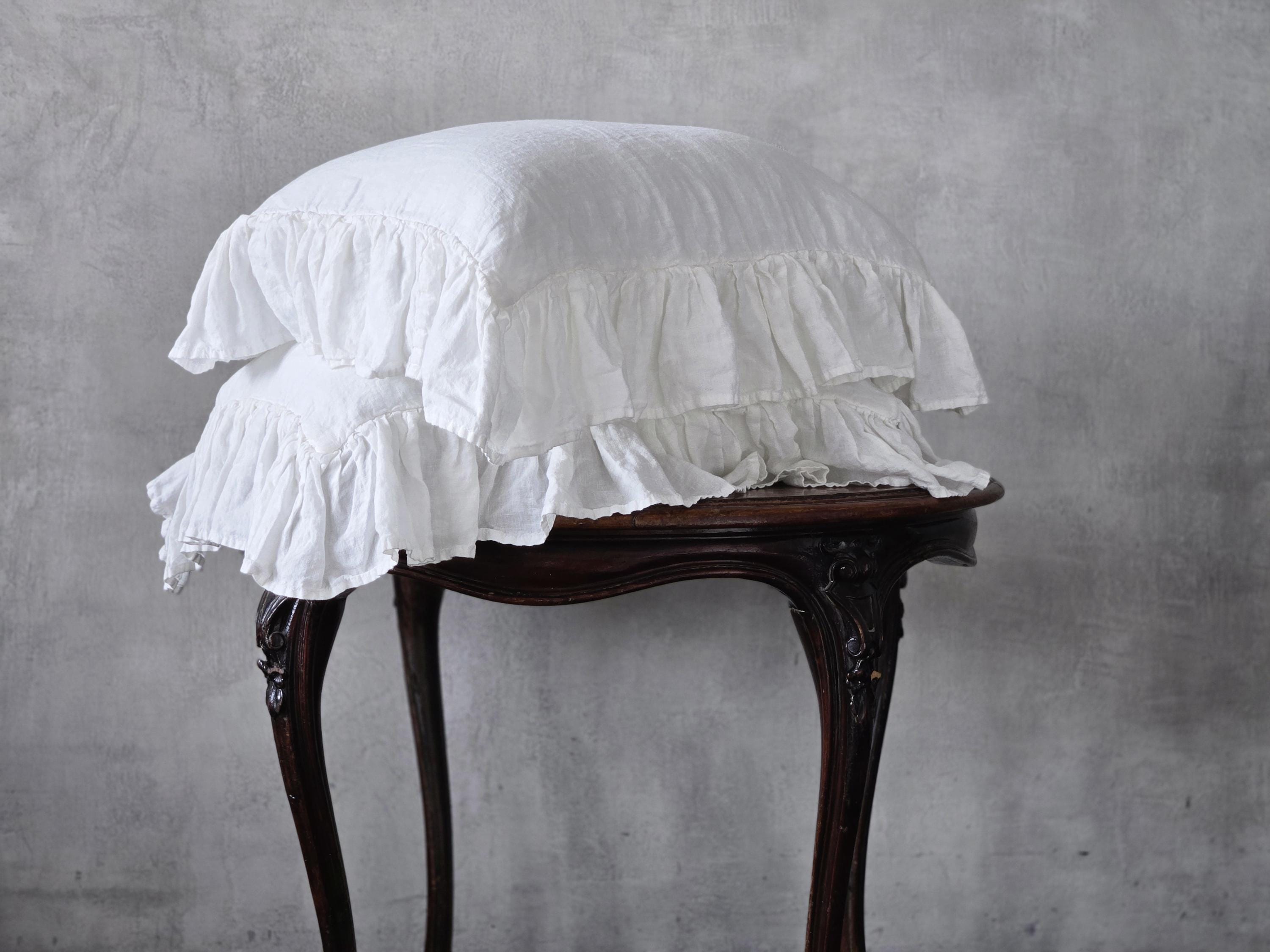 Ruffled Stonewashed Linen Pillow Sham: Organic European Flax