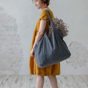 Linen Bag Tote Bag Soft Natural Linen Beach Bag School Bag Market Bag Natural Bag Large Linen Bag