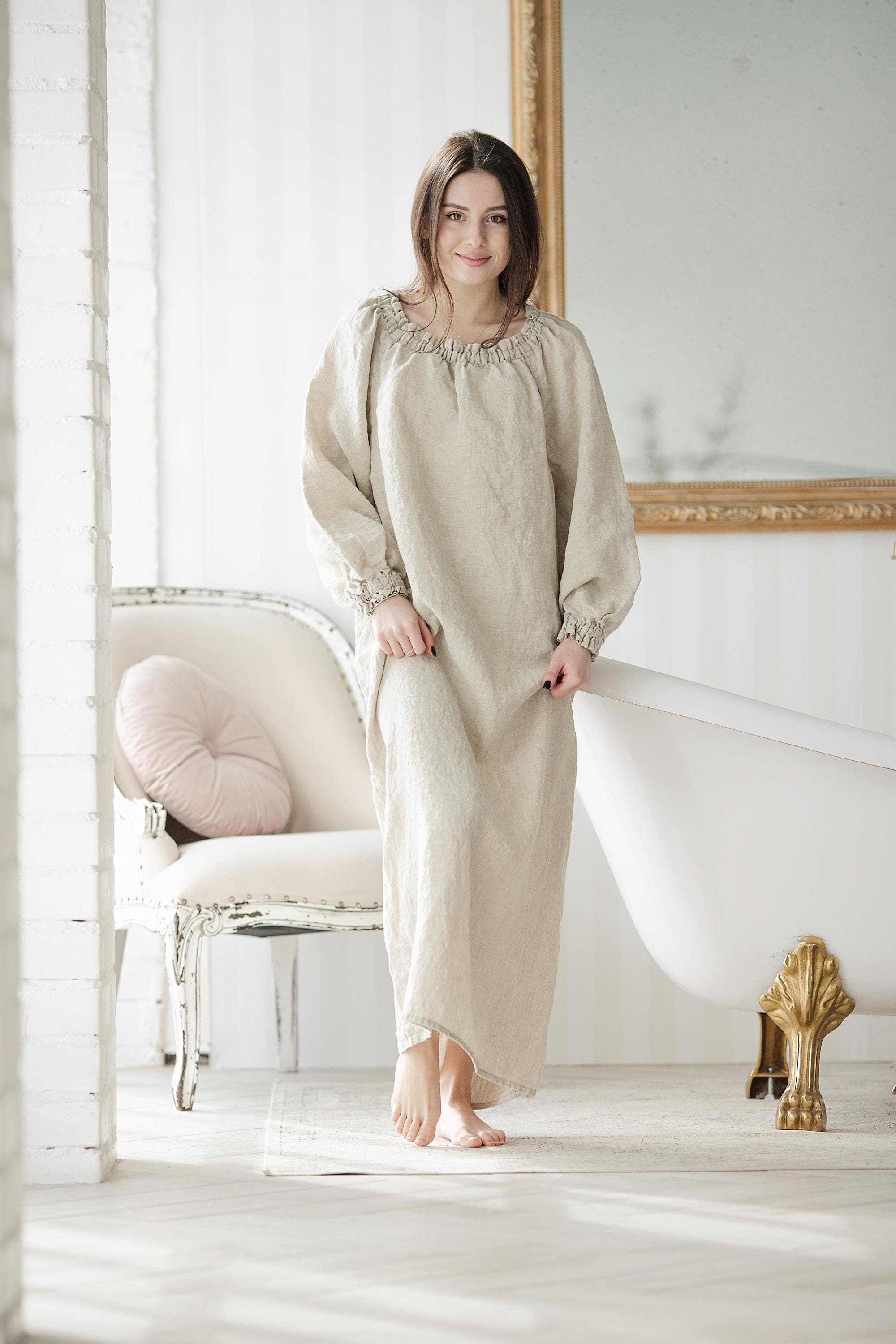 slim fit dress slacks Natural Nightgown from 100% Linen main image 1