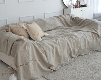 Housse de canapé en lin délavé : dimension personnalisée, style shabby chic