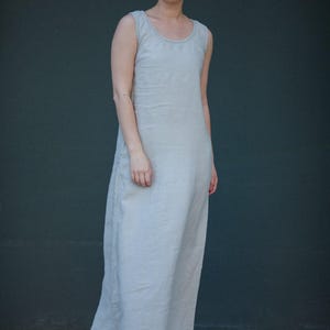 Organic Linen Maxi Dress: Sleeveless Summer Sundress with Pockets