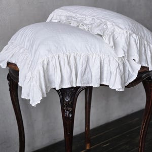 Gerüschter stonewashed Leinenkissen-Sham: Europäischer Bio-Flachs