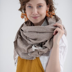 Unisex linen scarves, color and size variations, soft organic 100% linen scarf, linen shawl, long and wide scarf, women, men