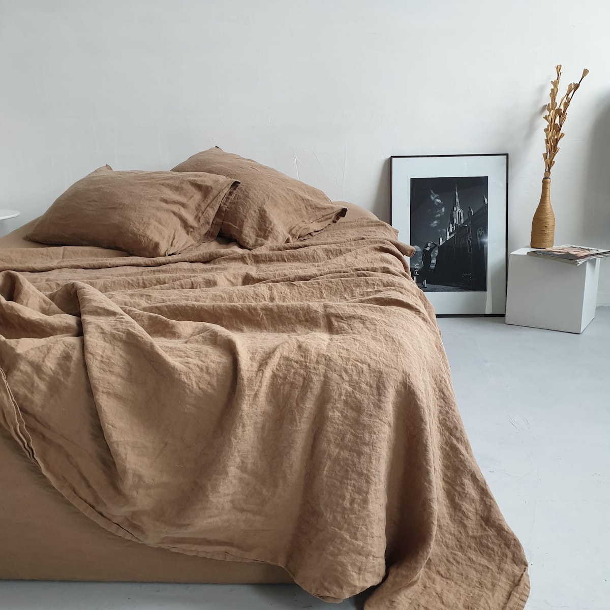 Organic Linen Bed Sheet Set (Natural Brown)
