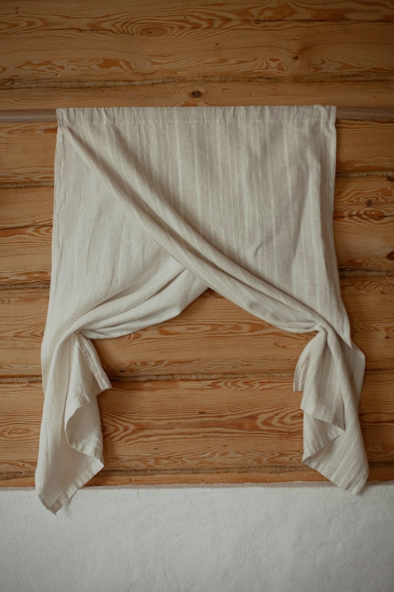 Organic Linen Cafe Curtain: Stonewashed Farmhouse Panel