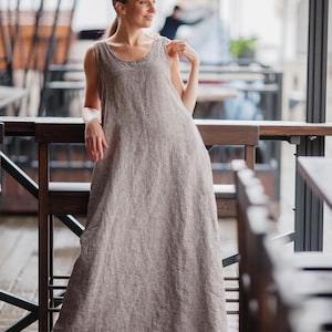 linen dress tall women Womens Summer Solid Color Linen Blend Casual Elegant Dress AherBiu Womens Tall Dress Sleeveless