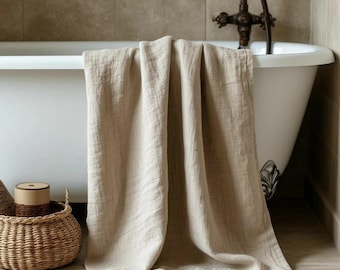 Toalla de lino orgánico. Toallas de baño, manos y rostro. Tamaño personalizado para spa o playa.