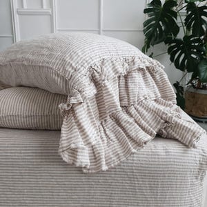 Double Ruffles Pillow Cover Natural Ruffled Pillow Sham Farmhouse Organic Pillow Case With Ruffle Soft Standard Queen King EUR