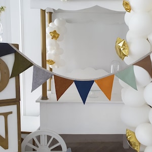 Linen Banting Nursery Bunting Wall Decoration Linen Flag Banner Kids Room Decor Birthday Bunting Banner Decorative Garland