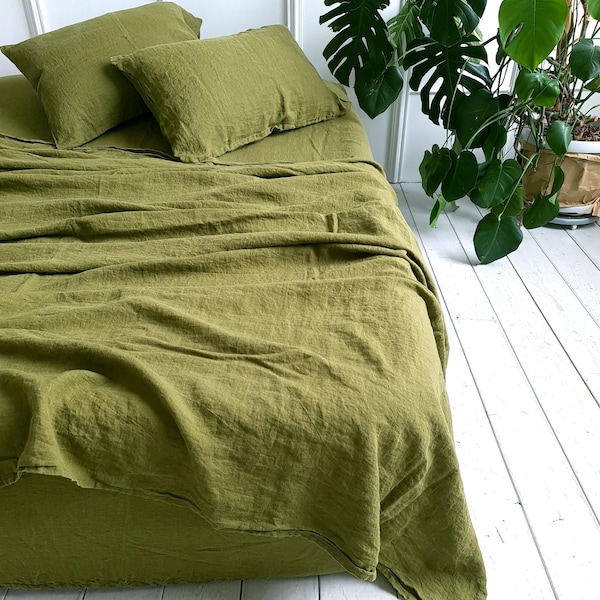Bio Stonewashed Leinen Bettwäsche Set: Europäischer Flachs, OEKO-TEX zertifiziert