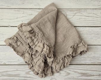 Linen Ruffled Napkins - Boho Placemat With Ruffle - Table Decor