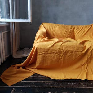 Organic Sofa Cover L Shape Linen Couch Cover Natural Farmhouse Linen Bed Cover Coverlet Daybed Cover Chair Cover Custom Size