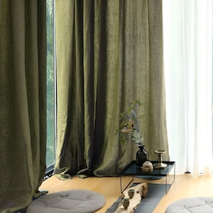 Linen Curtain Semi Sheer Linen Curtain Hidden Tabs Soft Organic Linen Drape Natural Window Curtain 100% Flax