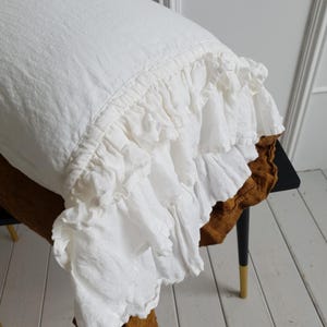 Rüschen Leinen Kopfkissenbezug: Europäischer Bio Flachs, Shabby Chic Style