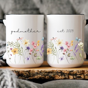 Caneca de café floral personalizada para madrinha, presente de agradecimento ao batismo católico para madrinha