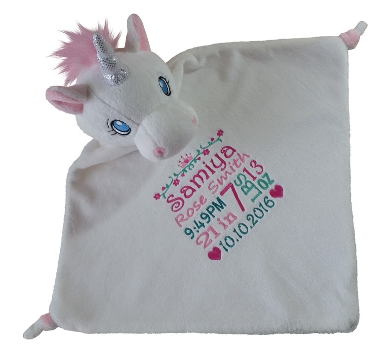 Unicorn Baby Blanket Custom Embroidered Tiara Lovie Birth Etsy