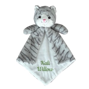 Personalized Kitty Baby Lovey, Embroidered Cat Blanket