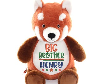 Personalized Stuffed Animal, Gift for Big Brother, Sibling Birthday Gift, Custom Embroidered Plush Toy