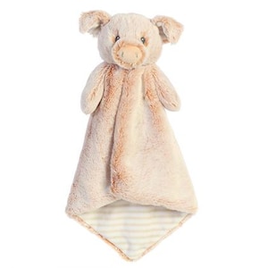 Manta de apego personalizada para bebé, con bordado de animalitos, regalo para baby shower. Pig