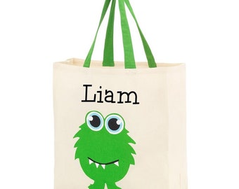 Personalized Halloween Bag, Monster Bag for Trick or Treat, Embroidered Name added to Halloween Bag for Kids