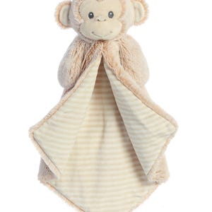 Manta de apego personalizada para bebé, con bordado de animalitos, regalo para baby shower. Monkey