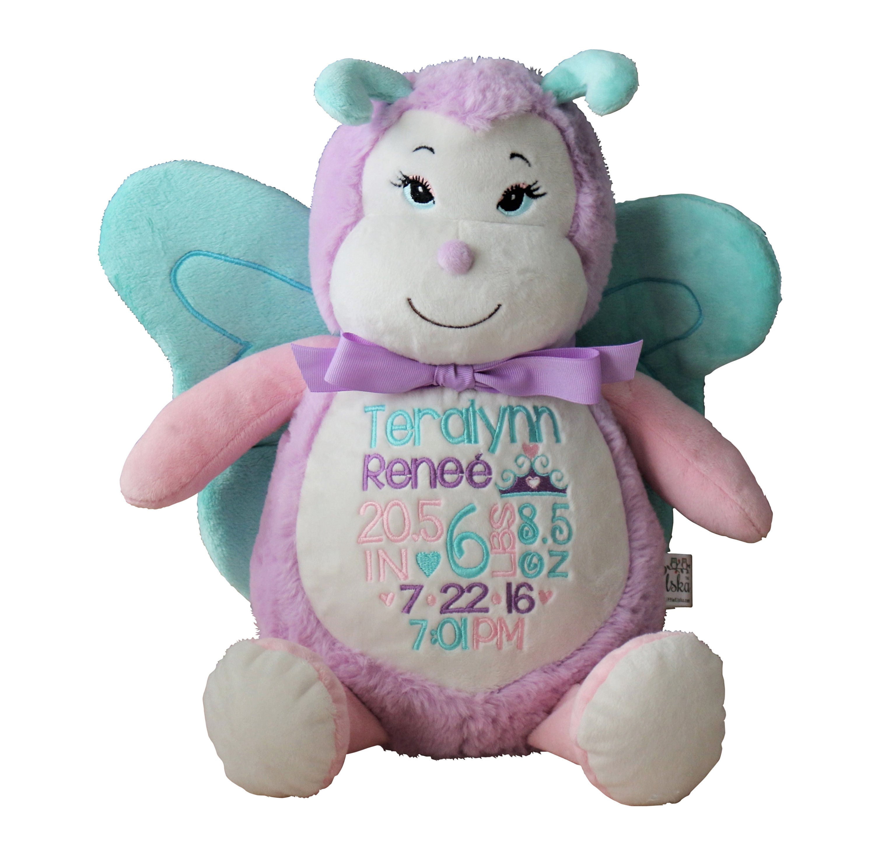 Butterfly Stuffy Custom Stuffed Animal Embroidered Birth Etsy