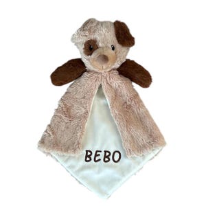 Manta de apego personalizada para bebé, con bordado de animalitos, regalo para baby shower. Puppy