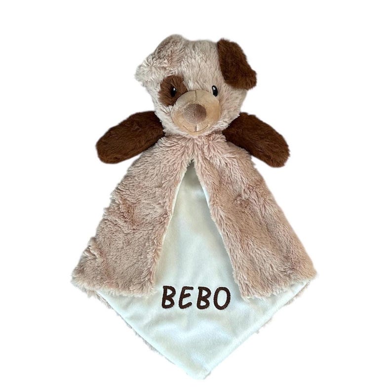 Manta de apego personalizada para bebé, con bordado de animalitos, regalo para baby shower. Puppy
