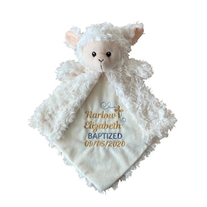 Coperta personalizzata con agnello, regalo per il battesimo del neonato