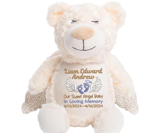 Angel Bear, Unique Keepsake Personalized, Sympathy Gift, Baby Memento