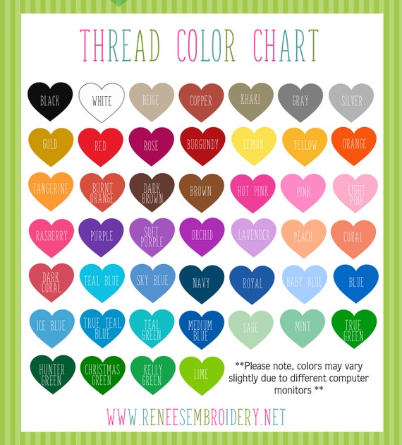 Embroidery Thread Color Chart