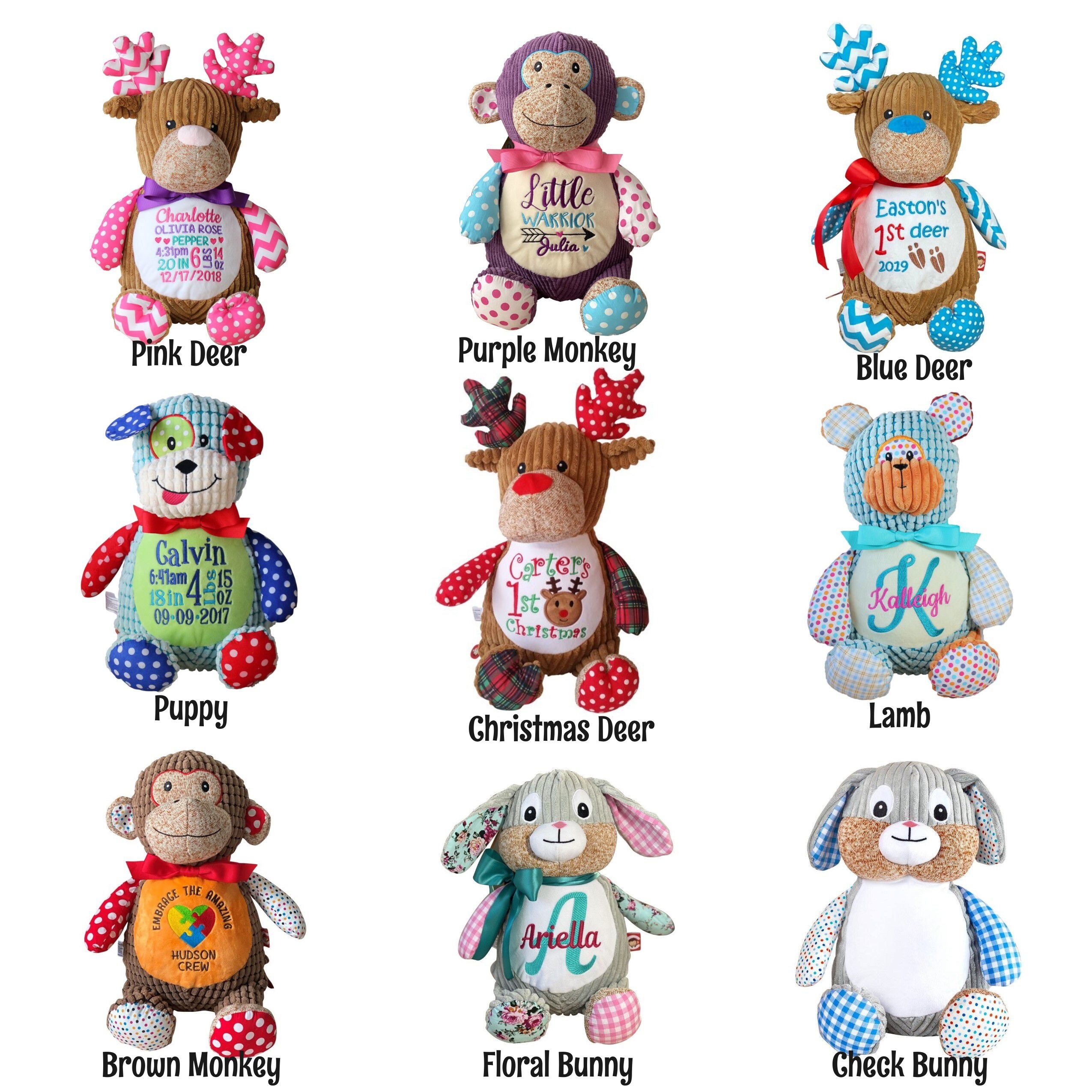 Birth Announcement Stuffed Animal Embroidered Stuffed Animal Etsy