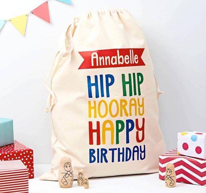 Happy Birthday Gift Bags Canvas Gift Sacks Personalized Etsy