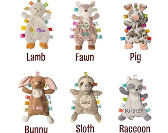 Personalized Taggie Lovey, Animal Lovey, Taggie Lovey, Tag Blanket, Baby Lovey, Baby Shower Gift