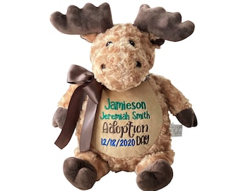 Personalized Adoption Stuffed Animal Gift, Embroidered Keepsake