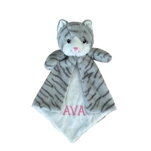 Personalized Kitty Baby Lovey, Embroidered Cat Blanket image 14