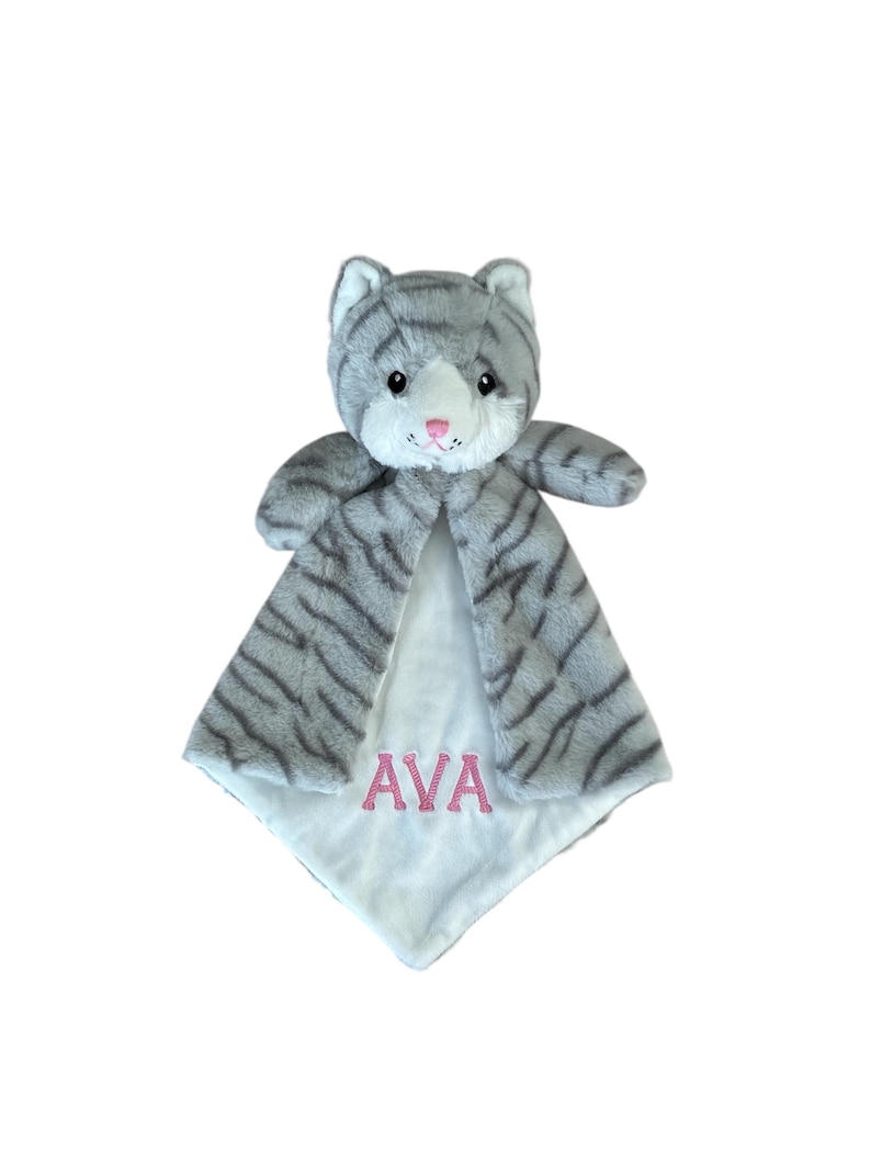 Personalized Kitty Baby Lovey, Embroidered Cat Blanket image 14