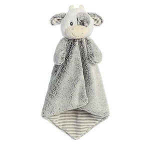 Manta de apego personalizada para bebé, con bordado de animalitos, regalo para baby shower. Cow
