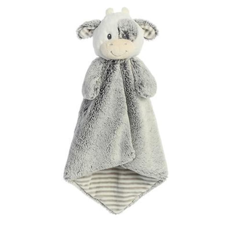 Manta de apego personalizada para bebé, con bordado de animalitos, regalo para baby shower. Cow