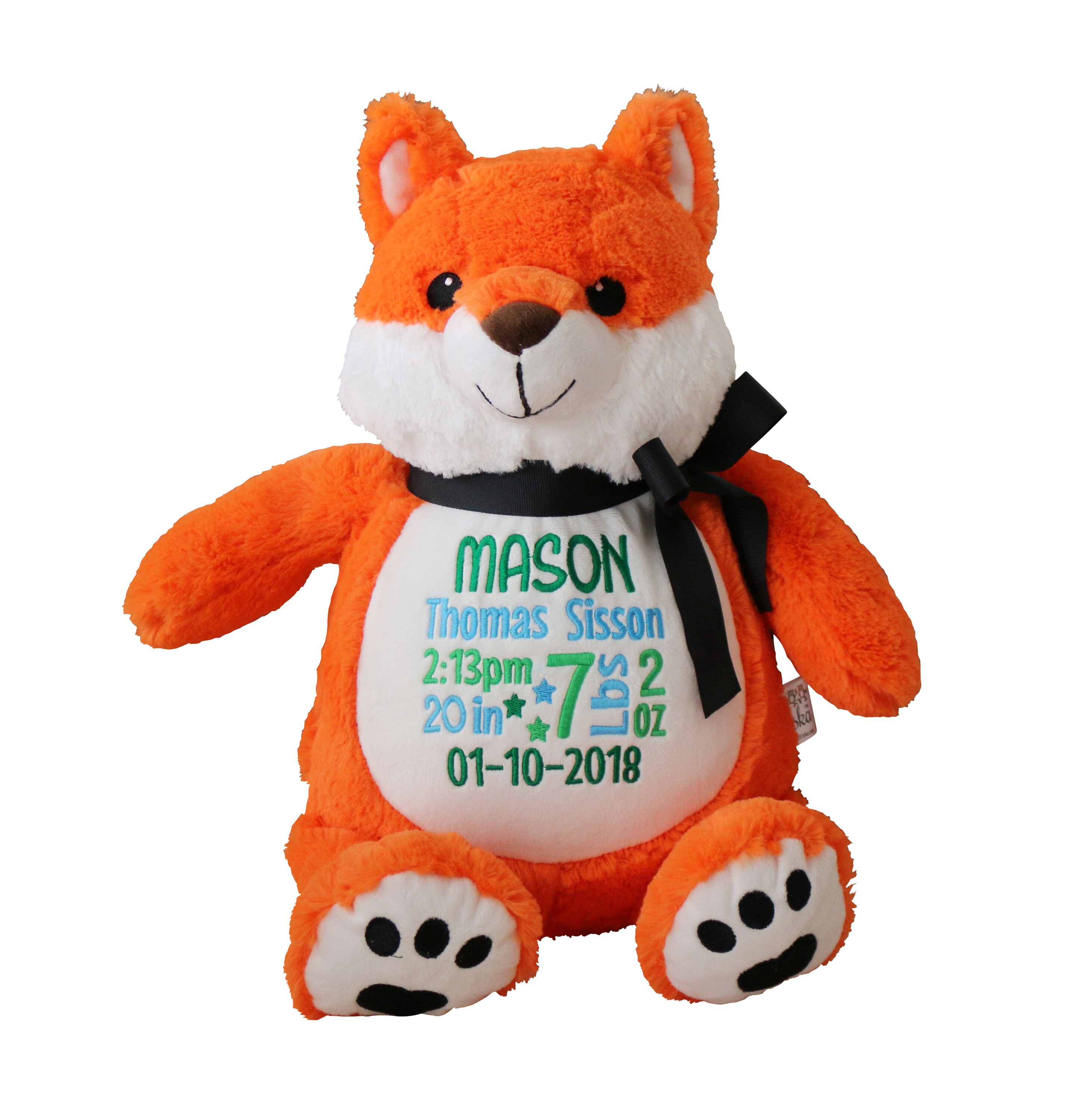 Woodland Fox Custom Stuffed Animal Embroidered Birth Etsy