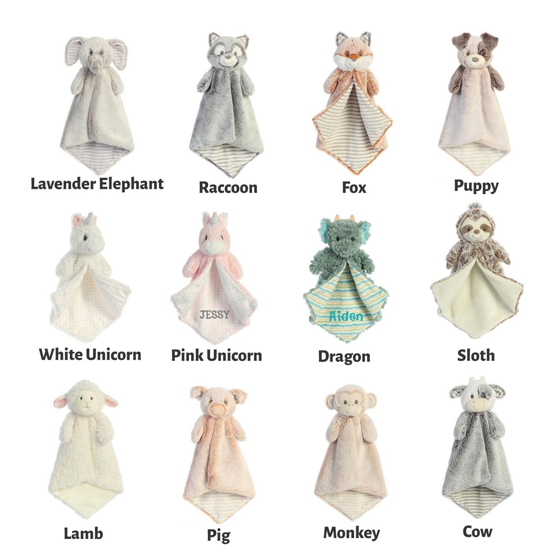 Personalized Baptism Gift Baby Animal Lovey Blanket Puppy Etsy