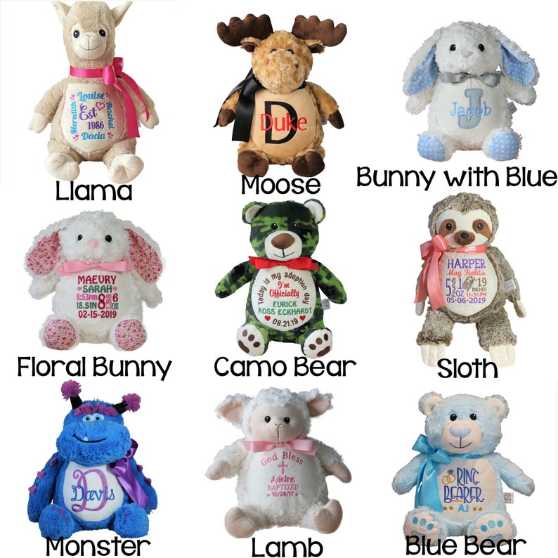 Personalized Birth Announcement Stuffed Animal Embroidered Etsy