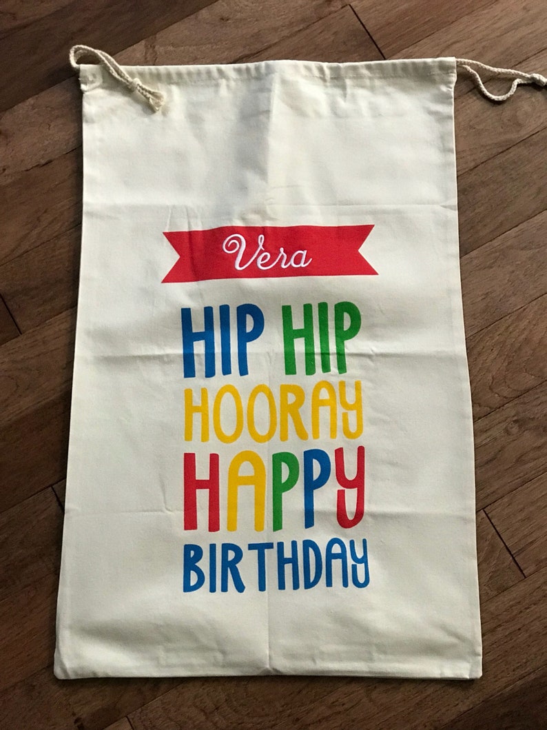 Happy Birthday Gift Bags Canvas Gift Sacks Personalized | Etsy