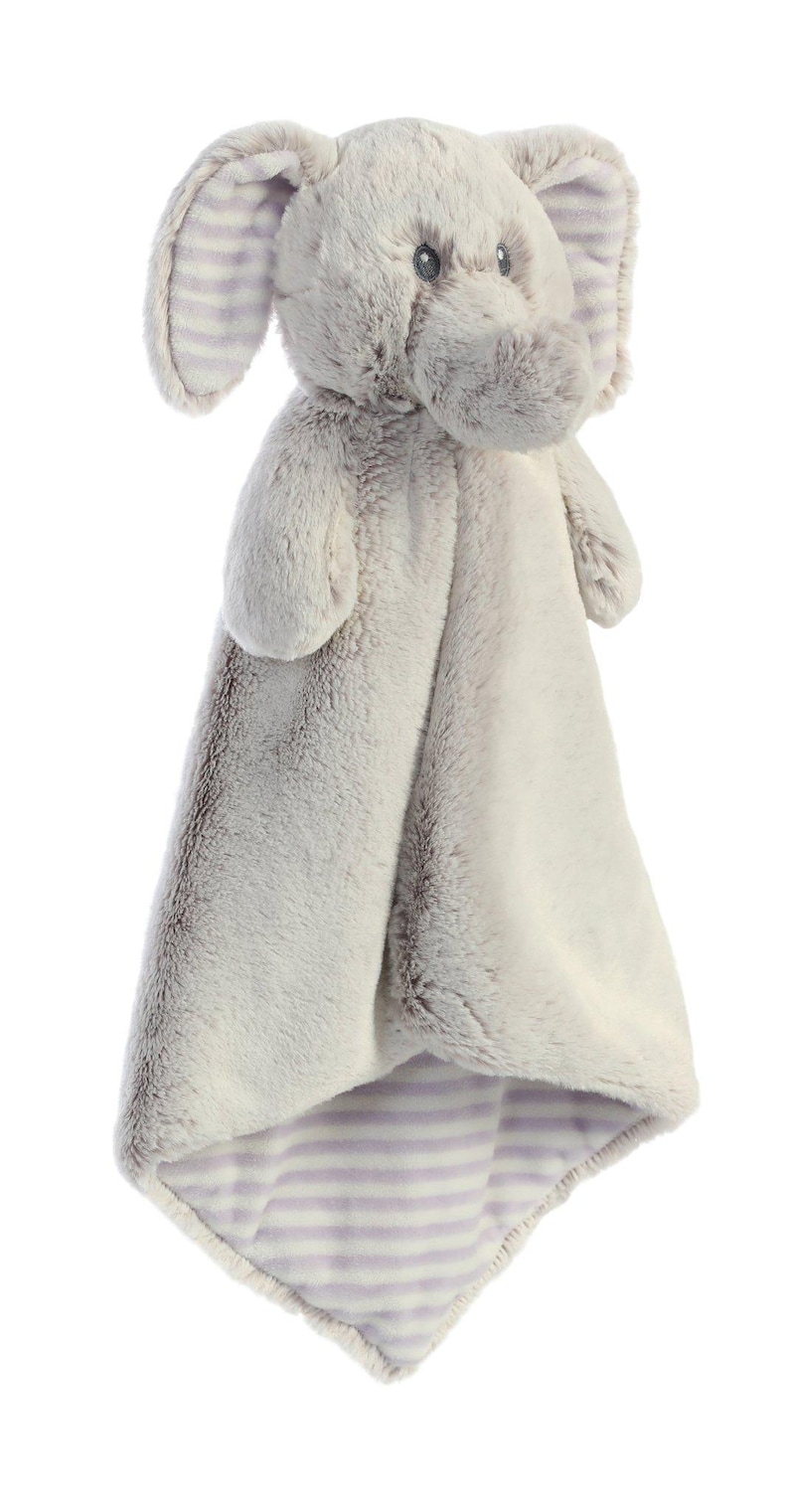 Manta de apego personalizada para bebé, con bordado de animalitos, regalo para baby shower. Lilac Elephant
